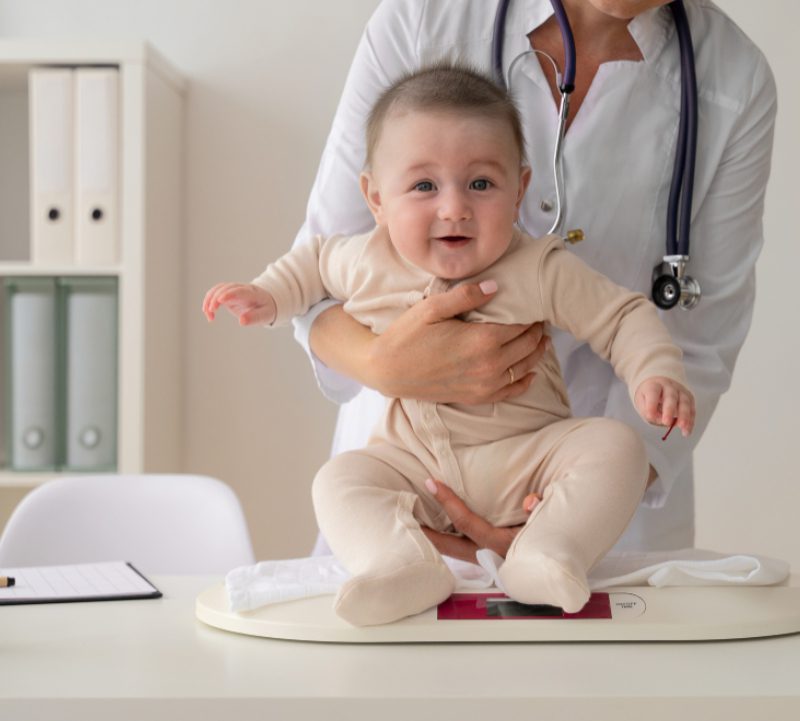 doctor-holding-cute-baby-front-view doctor-holding-cute-baby-front-view